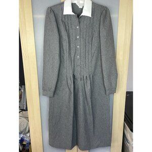 Vintage JC Penney Fashion Dress‎ 70s Retro Academia Modest Pleated Gray Sz 12